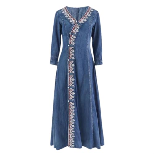 Robe longue maxi col en V style chinois pour affiner la silhouette sans effort