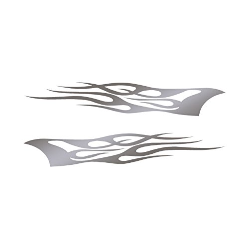 Southern Decalz Pair of Tribal Flames - Vinyl Decal Sticker - 12" x 5" - Silver