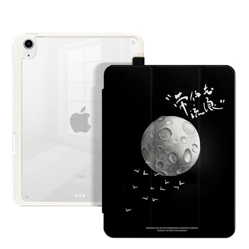 Coque Pro 4 5 6 12,9 pouces transparente avec porte-crayon intégrée design abstrait