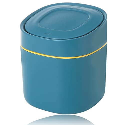 Mini Desk Bin with Lid, Blue