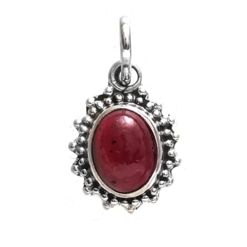 GEMINSPIRE Natural 925 Sterling Silver Red Garnet Pendant for Women,