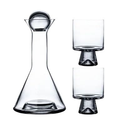 Brocca per l'acqua Set di brocca e bicchiere d'acqua, set di bicchieri da vino in cristallo, accessori da bar, bottiglia di latte for vino con bollitore freddo di lusso Nordic Light Vaso di vetro(Gris