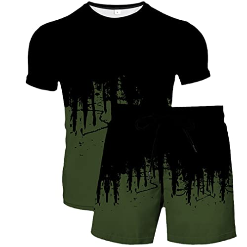 Short homme manches courtes ensemble 2 pièces imprimé abstrait vêtement été grande taille XXXL