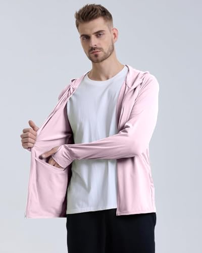 Image of DENIMHOLIC Men Full Zip Hoodie Jacket Long Sleeve Sunscreen jacket for men UV Protection UPF 50+ Lightweight Summer jacket for men sun protection For bike gym trekking