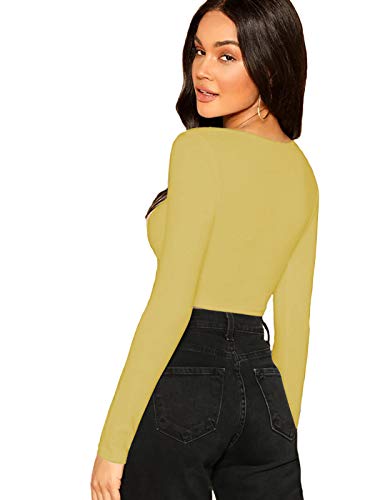 Image of THE BLAZZE 1059 Women's Cotton Basic Sexy Solid Scoop Neck Slim Fit Full Sleeve Saree Readymade Saree Blouse Crop Top T-Shirt for Women