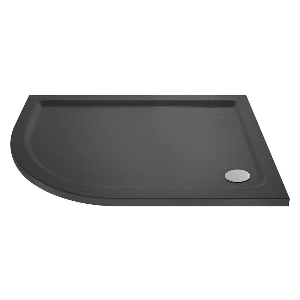 Veebath Grey 40Mm Slate Offset Shower Tray Lh For Walk In Wet Room Enclosure Cubicle - 1200 X 800Mm