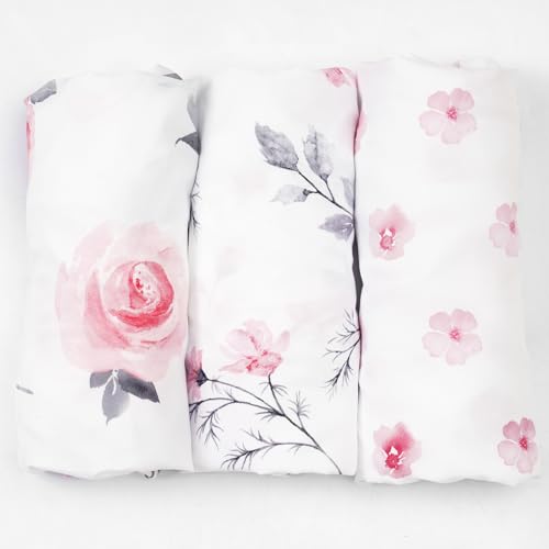 Image of david's kids 3 Pack Bassinet Sheets, Ultra Soft Breathable Comfortable Baby Sheet Set for Boys Girls Neutral, Univeral Fit for Most Cradle and Bassinet Mattress, Floral Flowers
