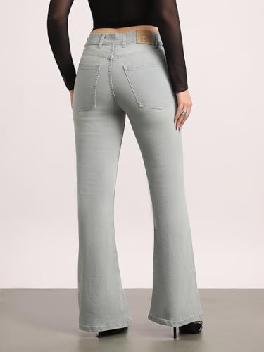 Image of Urbano Fashion Women's Mid Rise Bootcut Washed Jeans Stretchable