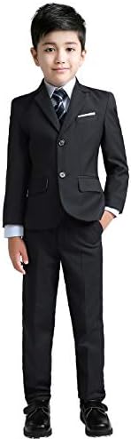YuanLu Boys Suits with Blazer Pants Vest Shirt and Tie Kids Suit for Wedding Size 2T Black