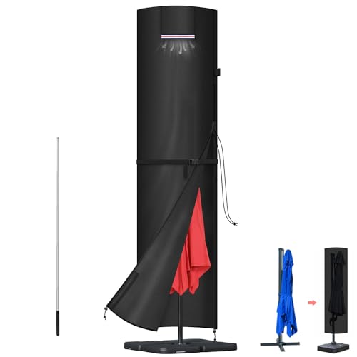 LAMUNI Housse de Protection Parasol Déporté Housse Parasol Exterieur Housse de Parasol avec Tige Grande Couverture de Parasol Imperméable Housses pour...