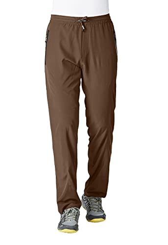Ysento Mens Hiking Pants Quick Dry Lightweight Sport Running Joggers Athletic Active Track Pants Zipper Pockets Coffee Size M #TOP2