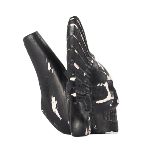 Authentic Aztec Death Whistle, Up to 125+ Decibels Screams Creepy Human Sounding Whistle for Halloween, Unique Skull Design (White)