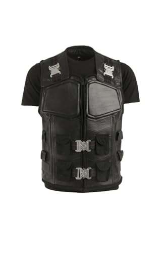 Oxhide and Bulls Leather Unisex Trinity Blade Costume Vest for Cosplay - Military Style Leather Tactical Vest - L