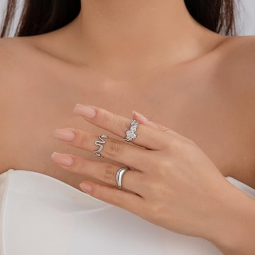Image of Shining Diva Fashion Combo Set Gold and Silver Plated Rings for Women and Girls Stylish