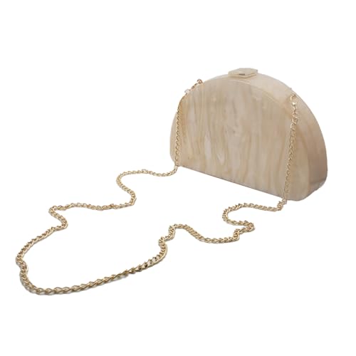 RomanticDesign Women Acrylic Handbag Semi-circular Unique Pattern Shell Bag Crossbody Handbag Shoulder Bag Chain Purse2