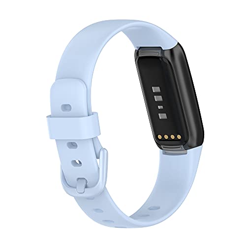 BoLuo 2 Pack Watch Strap for Fitbit Luxe Band, Soft Sport Silicone Watch Band Wrist Strap,Replacement Bracelet Wristband Wrist Strap Loop for Fitbit Luxe Watch Accessories (grey blue, large) - Image 3
