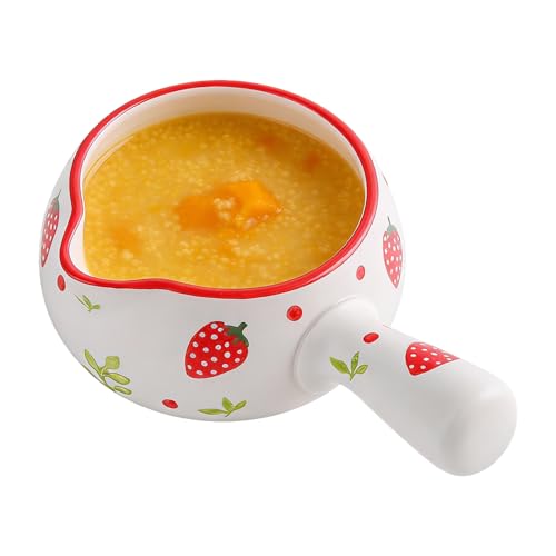 Milk Boiling Pot | Heat-Resistant Strawberry Motif - Small Pot for Boiling Milk - for Mom Girls Girlfriend Stewing Porridge Preparation Sugar Syrup Sauce Coffee