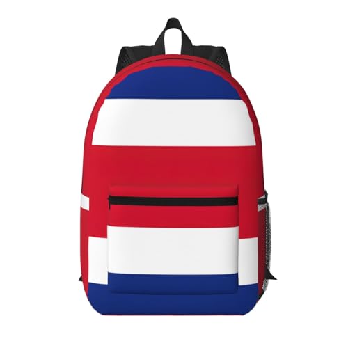 Sac à dos d'école EdWal noir drapeau Costa Rica léger avec poche de rangement