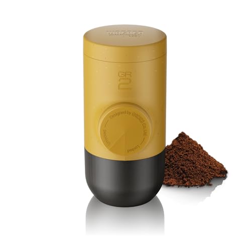 Image of WACACO Minipresso GR2, Portable Espresso Maker Compatible Ground Coffee, Espresso Machine 18 Bar Manually Operated (Golden Ochre)