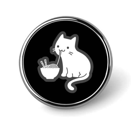 バッジ 円形 徽章 ラーメンを食べるかわいい猫 缶バッジ 胸章 ピンバッチ ボタンブローチ 25mm おしゃれ ネクタイピン コレクション バッグ飾 帽子 胸飾り かばん掛け 工芸品 取付簡単 男女兼用 プレゼント