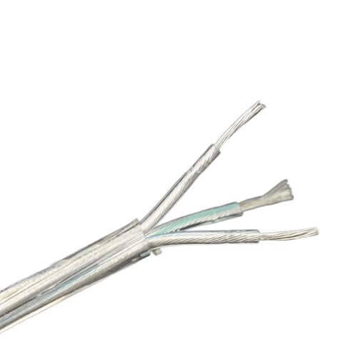 VDLLQYN, Cable de alimentación transparente de 2 y 3 núcleos, 250 V, transparente, redondo, flexible y aislante. ，Alambres(3 Core,20meter)