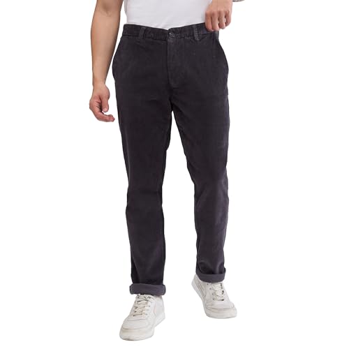Image of Spykar Men's Mid Rise Regular Fit Cotton Trousers