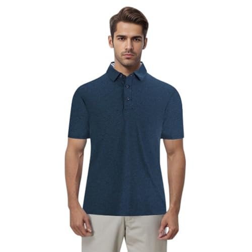 Polo de golf homme en coton flammé respirant coupe regular fit pour l'été