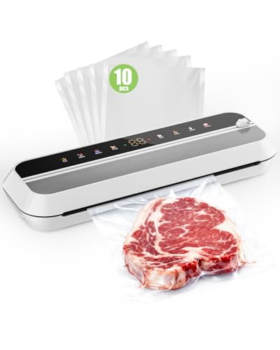 JIMYIU Vacuum Sealer, 8-in-1 Vacuum Sealer For Food, 100W, Digital Timer, Moist&Dry Mode and...