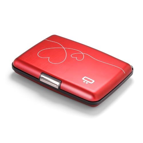 Image of OGON -DESIGNS- Aluminum card holder, RFID protection against fraud and demagnetization, compact wallet, Smart Case STOCKHOLM model (Engraving Love, Extra-secure lock)