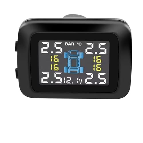 車用TPMS シガレットライタータイヤ監視システムアラームタイヤ空気圧計ゲージ温度警告4センサー付き(External Sensor)