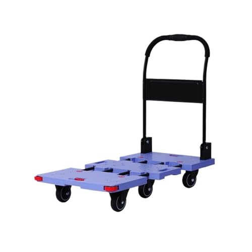 Carretilla de Mano, Carro de Plataforma, transportador silencioso, camión de Empuje, Carro Plegable, camión de tracción, Remolque, almacén, para Suministros de mudanza(Purple,Large)