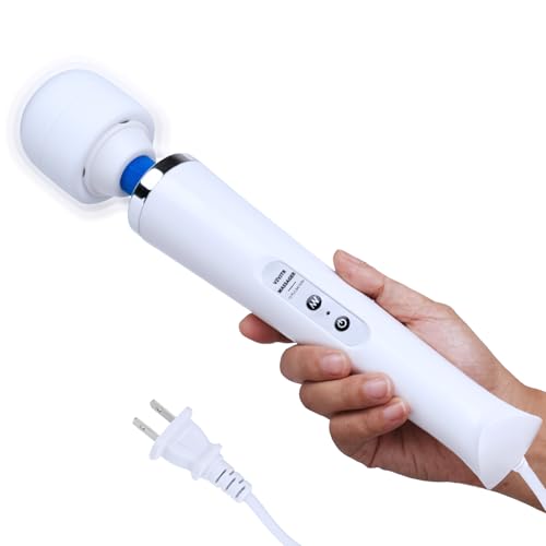 Image of Electric Wand Massager - Powerful Handheld Back Massager with 10 Rhythmical Speeds, Wired Deep Tissue Vibrating Massager for Muscle Aches, Neck, Shoulder & Foot Relief - White