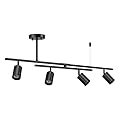 Globe Electric 57500 4-Light Track Lighting, Matte Black, Center Swivel Bar, Pivoting Track Heads, 4 Bulb Kitchen Light, Ceiling Light Fixture, Track Lighting Kit, Swivel Fixture, Bulb Not Included