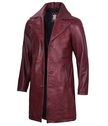 Image of Decrum Leather Coat Men - Casual Car Coat Style Real Lambskin Mens Leather Coat