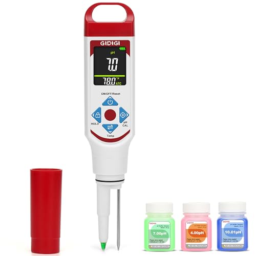 Digital pH Meter Food Pocket pH Pen for Fermentation with pH Calibration Kits Color Display Spear Tip pH Food Tester Probe with ATC for Cosmetics Sourdough Professional pH Test Strips for Food Acidity
