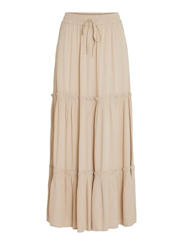 Jupe longue beige Vila taille haute cachant les rondeurs 42