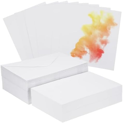 50 Set 140lb Blank Watercolor Cards With Envelopes, Heavyweight 100