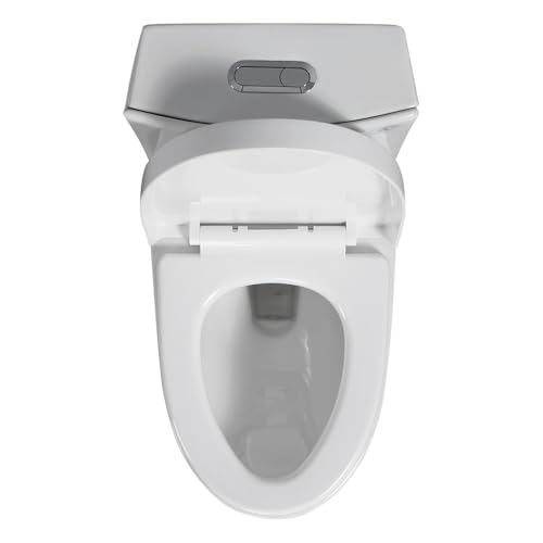 Inodoro de una pieza alargado, altura cómoda ADA, montado en piso, doble descarga 1,1/1,6 GPF, certificado WaterSense, con asiento de cierre suave, descarga por sifón MaP 1000 g, cerámica blanca miniatura 4