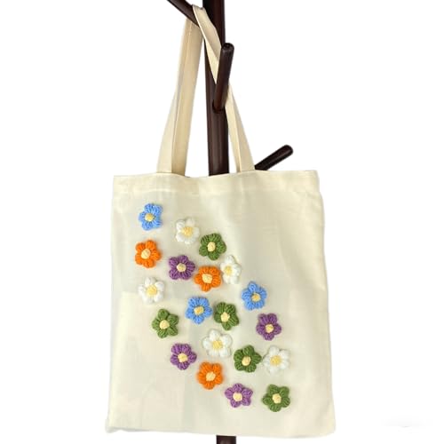 Algasan Handmade Puff Flower Shoulder Shopping Bag,Canvas Tote Bag, Shopping Bag, Tote Bag, Women's Shoulder Shopping Bag4