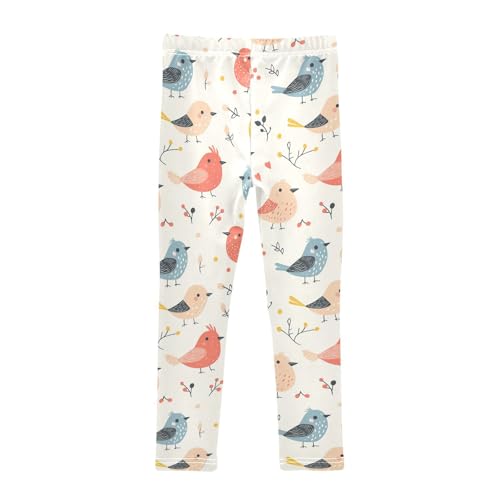Birds on Light Girls Leggings,Workout Leggings for Girls Toddler Athletic Legging Size for 3-10T2
