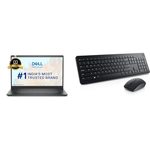 Dell Vostro 3420 Laptop, Intel i3-1115G4/8GB DDR4/256GB SSD/Windows 11+MSO’21/14.0″ (35.56cm) FHD & USB Wireless Keyboard and Mouse Set- KM3322W, Anti-Fade & Spill-Resistant Keys, Black