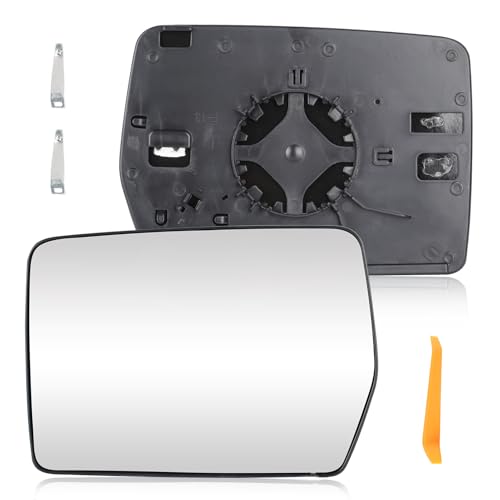 Driver Left Side Heated Mirror Glass Compatible with 2004-2014 Ford F-150 Side View Exterior Mirror with Rear Holder Replacement for 4L3Z-17K707-DB