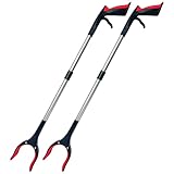 HPr-HPi 2-Pack Reacher Grabber Tool, Foldable Trash Picker Grabber, Trash Gripper, Garden Nabber, Litter Picker, Extended Grabber（Red/Red)