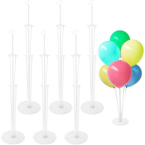 6 Sets Balloon Sticks with Base,Balloon Stand Kits,Balloon Stands with Base for Table Center Floor Birthday Wedding Party Decorations Cover