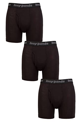 SockShop Lazy Panda Herren Bambus Boxershorts Packung mit 3 Schwarz Mittel