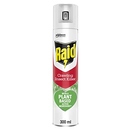 Raid Plant Based Crawling Insect Killer Aerosol Bug Spray For Indoor Use Kills and Controls Spiders Silver Fish Moths Crickets Fleas and Ants 300 ml