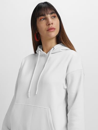 Image of JUNEBERRY Cotton Fleece Regular Fit Hooded Sweatshirt Lastest Back Graphic Printed Winter Hoodies for Women (Available in Colors: Black, SOYA Bean, Orange, Marshmellow, White & Lilac)