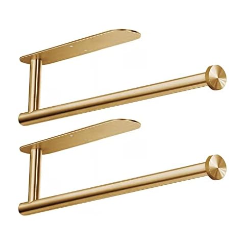 Paper Towel Holders,Paper Towels Rolls - for Kitchen,Paper Towels Bulk- Self-Adhesive Under Cabinet,Both Available in Adhesive and Screws,Stainless Steel Paper Towel Holder (Gold 2PC) Cover