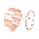 Lightning Bolt Ring for Women Men Adjustable Flash Thunder Open Ring Girls BFF Couple Rings for 2 Jewelry Set