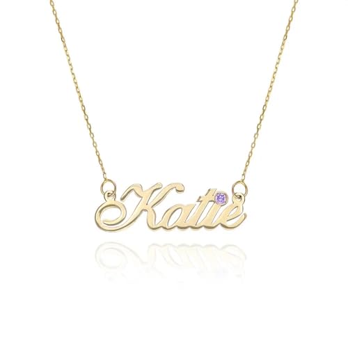 MYKA - Personalized Name Necklace with Birthstone - Custom Nameplate - Gift for Her, Women - Jewelry for Christmas, Mother's Day, Birthday